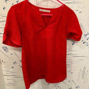 Trina Turk Red V Neck Top (XS)